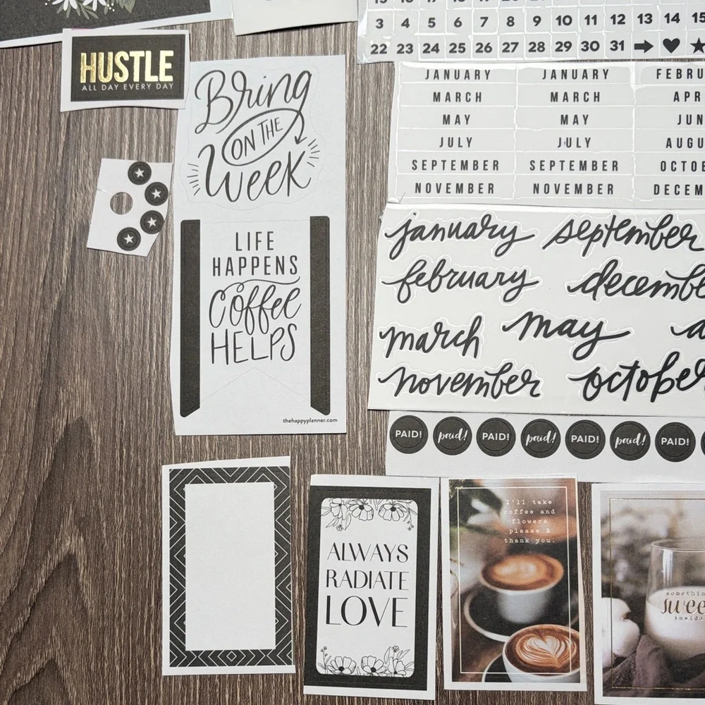 ❤️$5 Black and White Not So Mystery Happy Planner Sticker Set